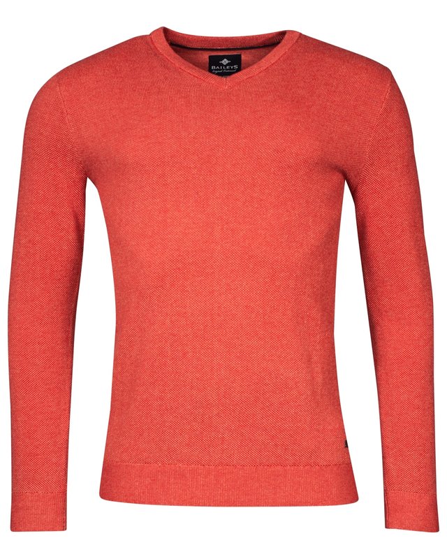 Baileys V-hals Trui - Dark Coral Melange