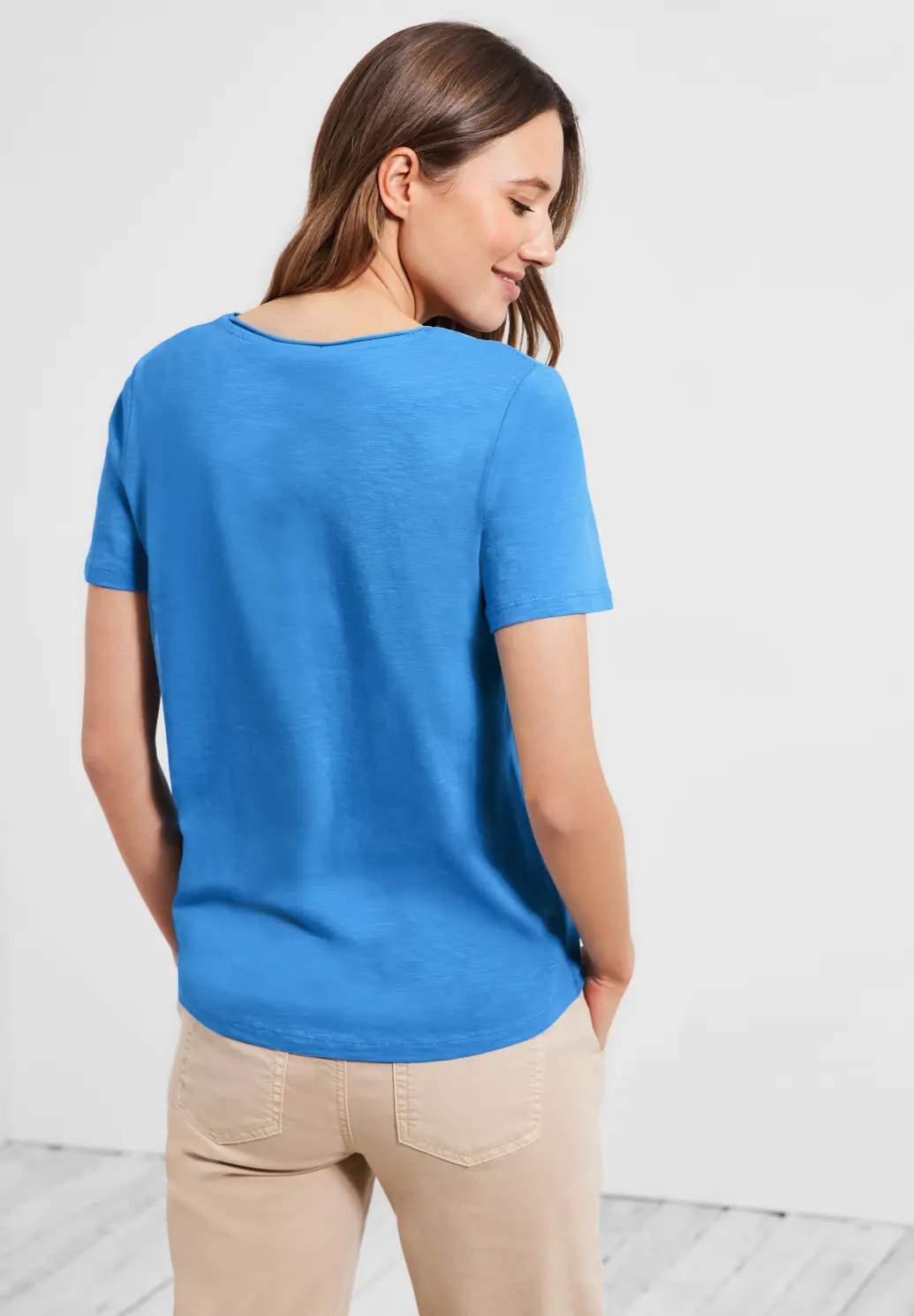 Effen Cotton Blauw / - - Marina in CECIL Blue | T-Shirt Kleur Blues Basic
