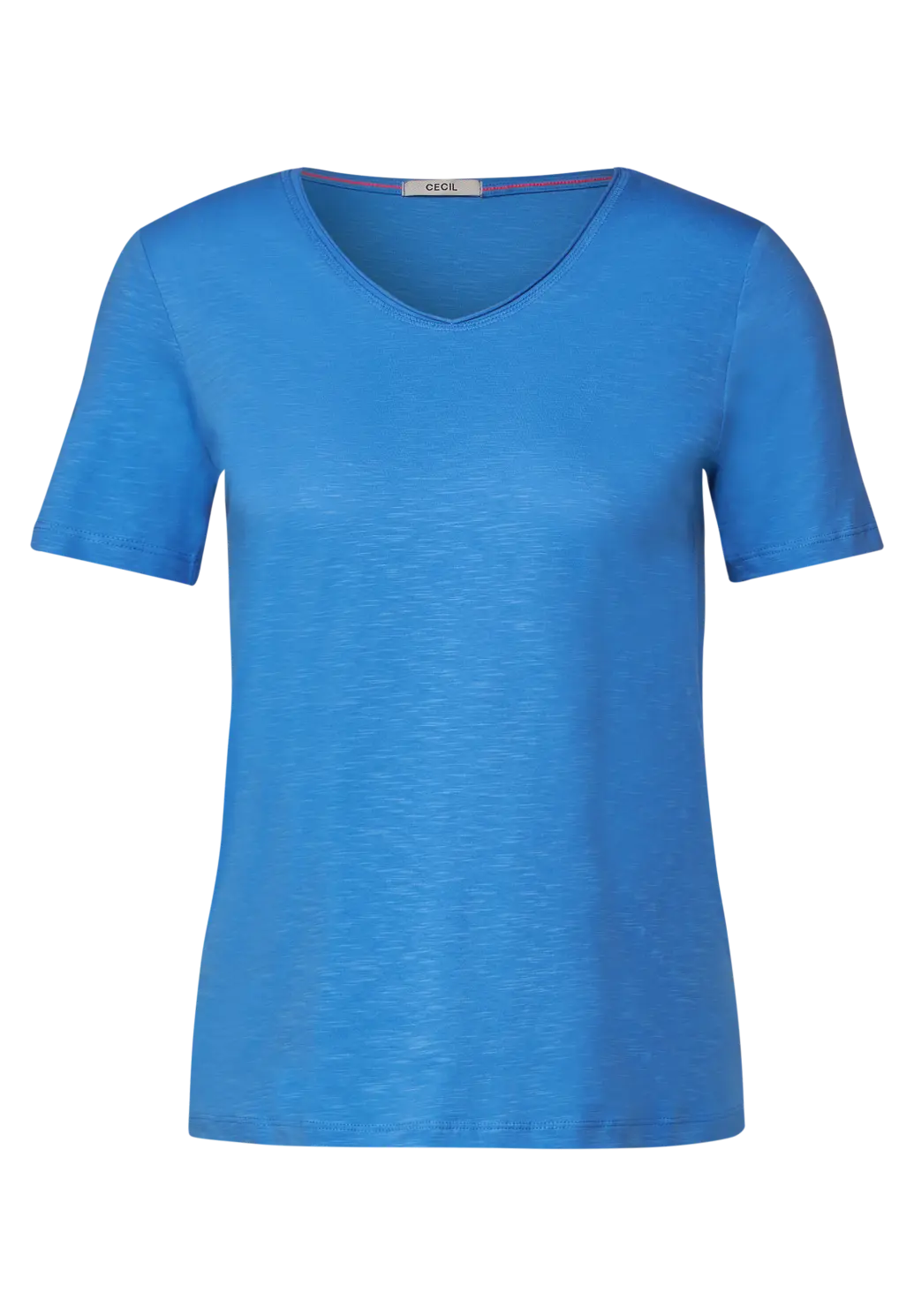 CECIL Basic T-Shirt in Unifarbe - Marina Blue / Blau | - Cotton Blues