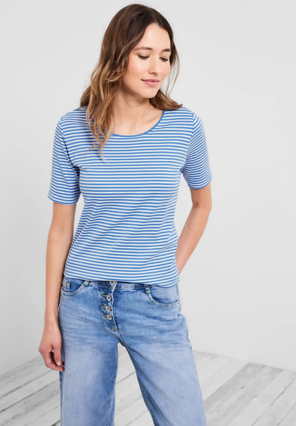 Blue - | Cotton Blues T-Shirt Lena Striped CECIL Marina -
