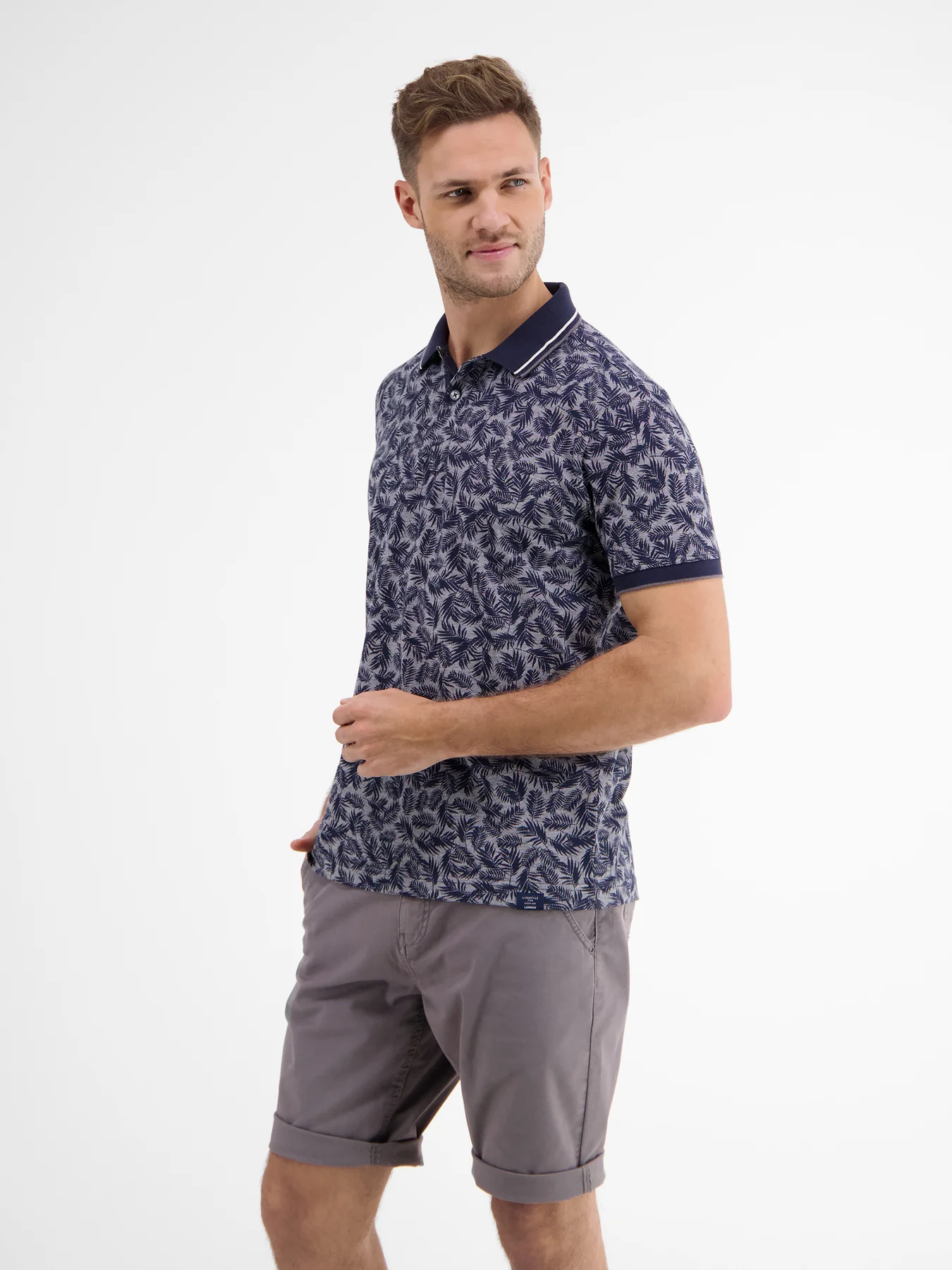 LERROS Poloshirt with Print Blues Cotton Classic Navy - - 