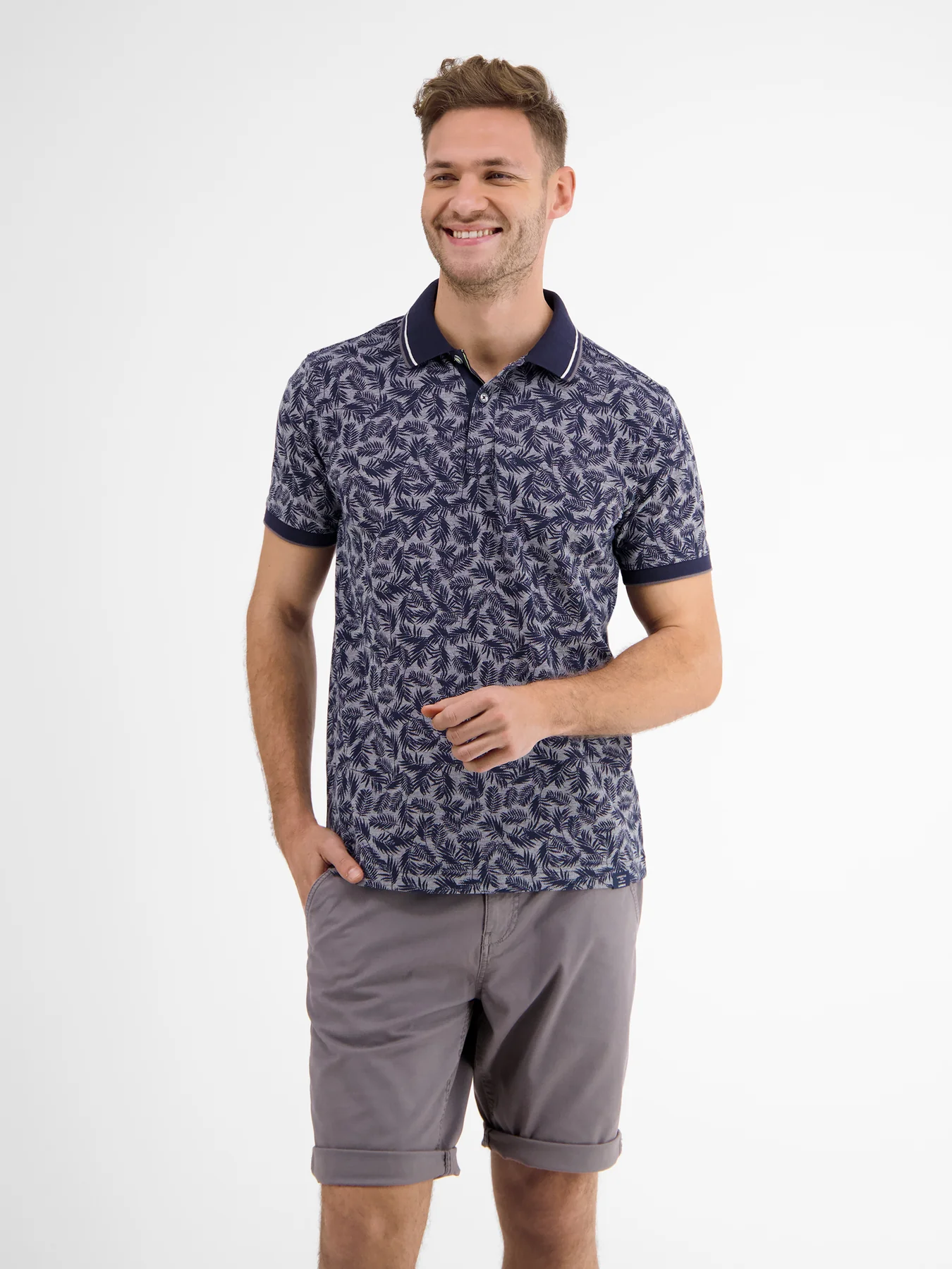 LERROS Poloshirt with Print Blues Classic Cotton - | - Navy