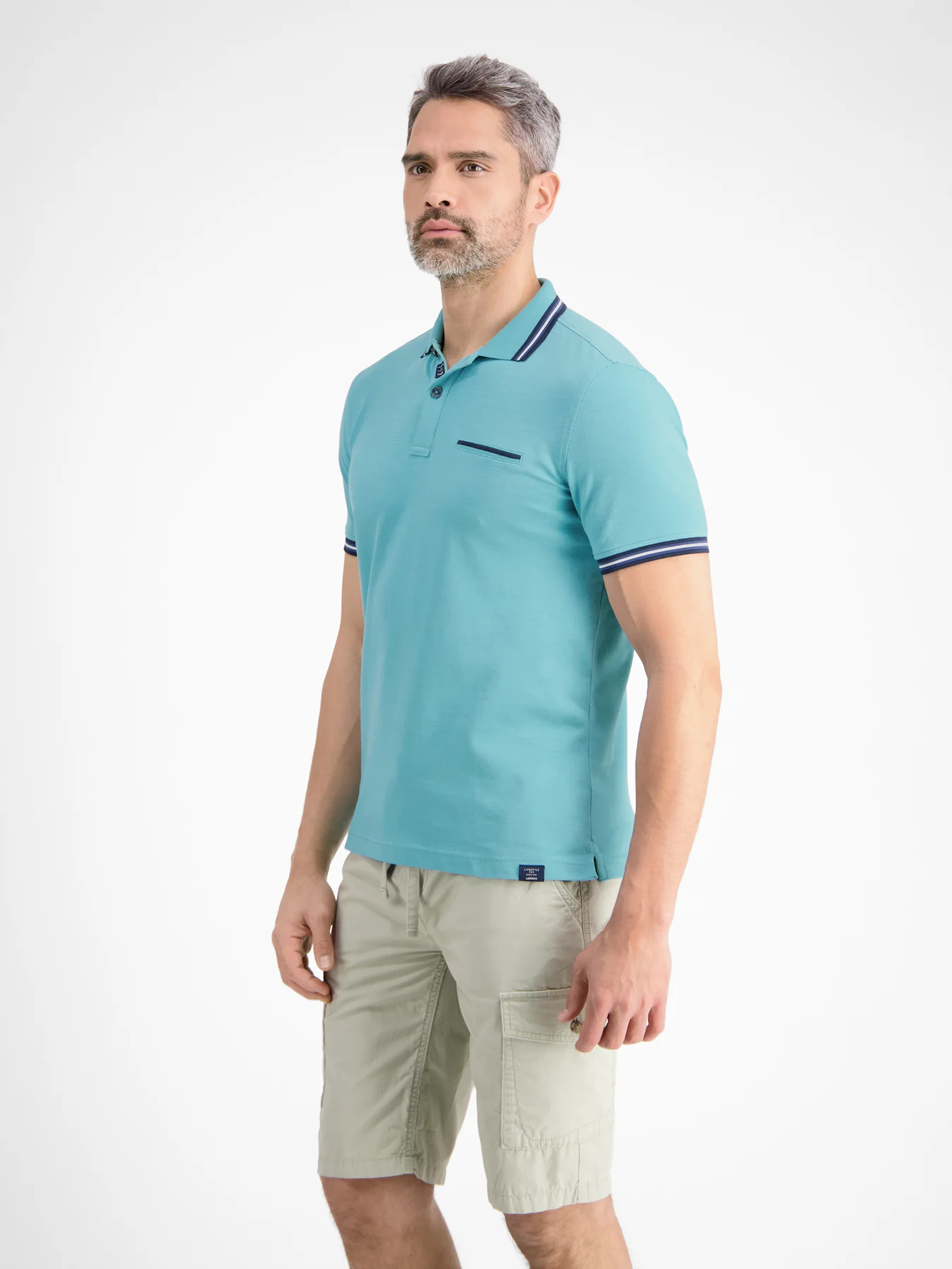 LERROS Poloshirt with Structure - Light Turquoise | - Cotton Blues