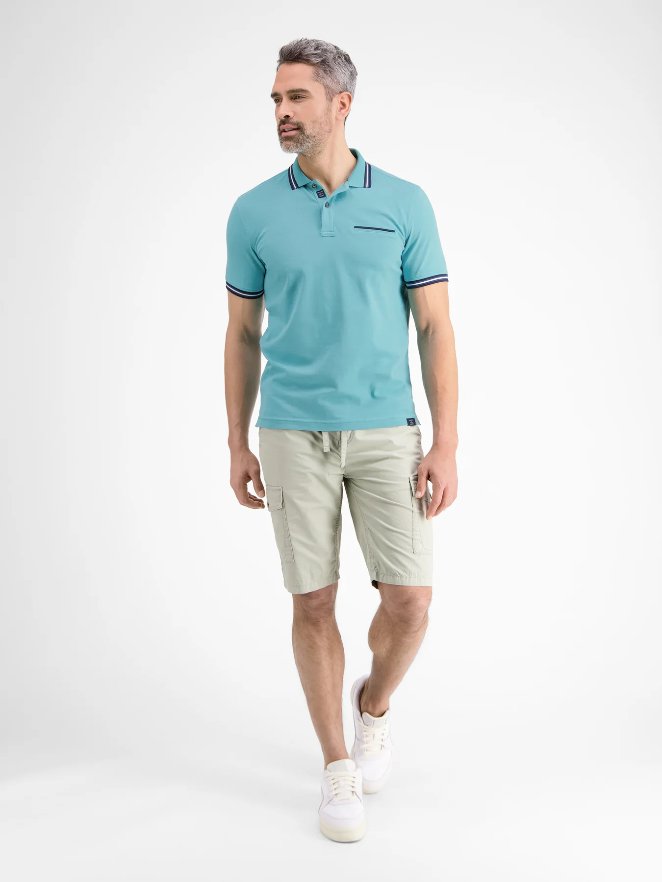 LERROS Poloshirt with Structure | - Light Blues Cotton Turquoise 