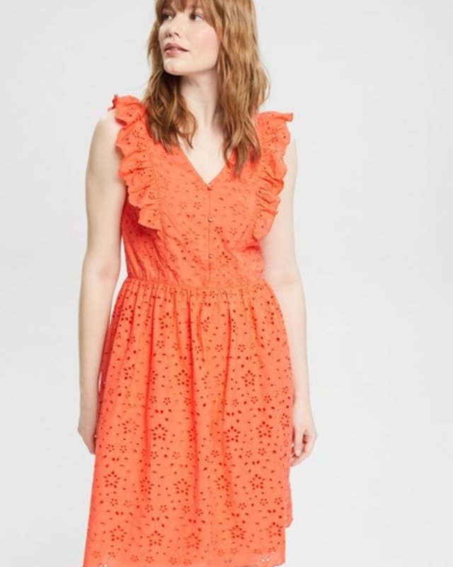overloop grip groentje ESPRIT Kleid aus Spitze - Coral Orange | - Cotton Blues