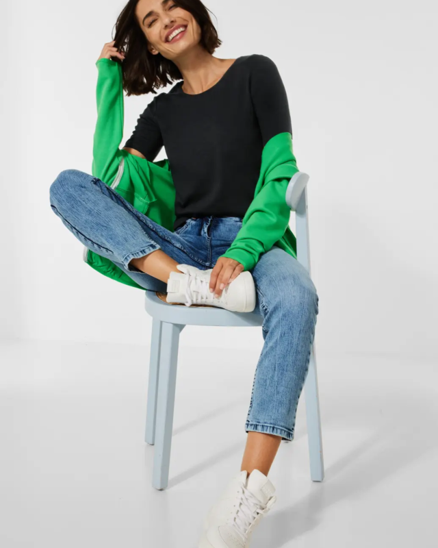 Cecil T-Shirt in Unifarbe Lena - Black