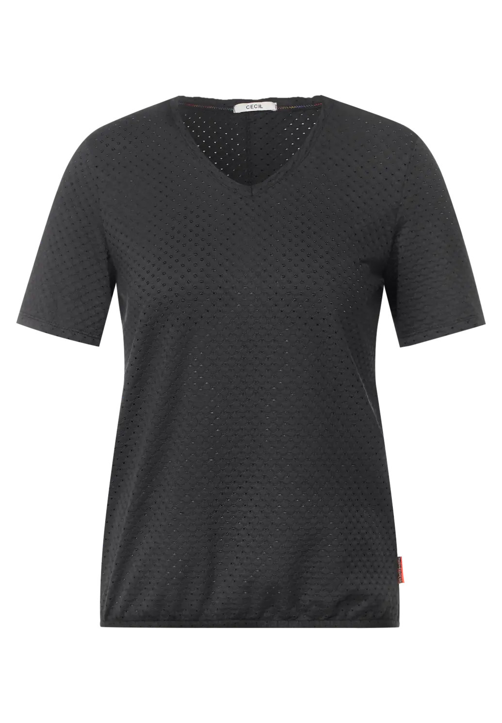 CECIL T-Shirt in Ajour Look - Carbon Grey | - Cotton Blues
