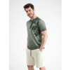 V-Neck T-Shirt mit Print - Chilled Olive