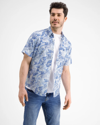 Lerros Jersey Kurzarmhemd mit AOP - Travel Blue