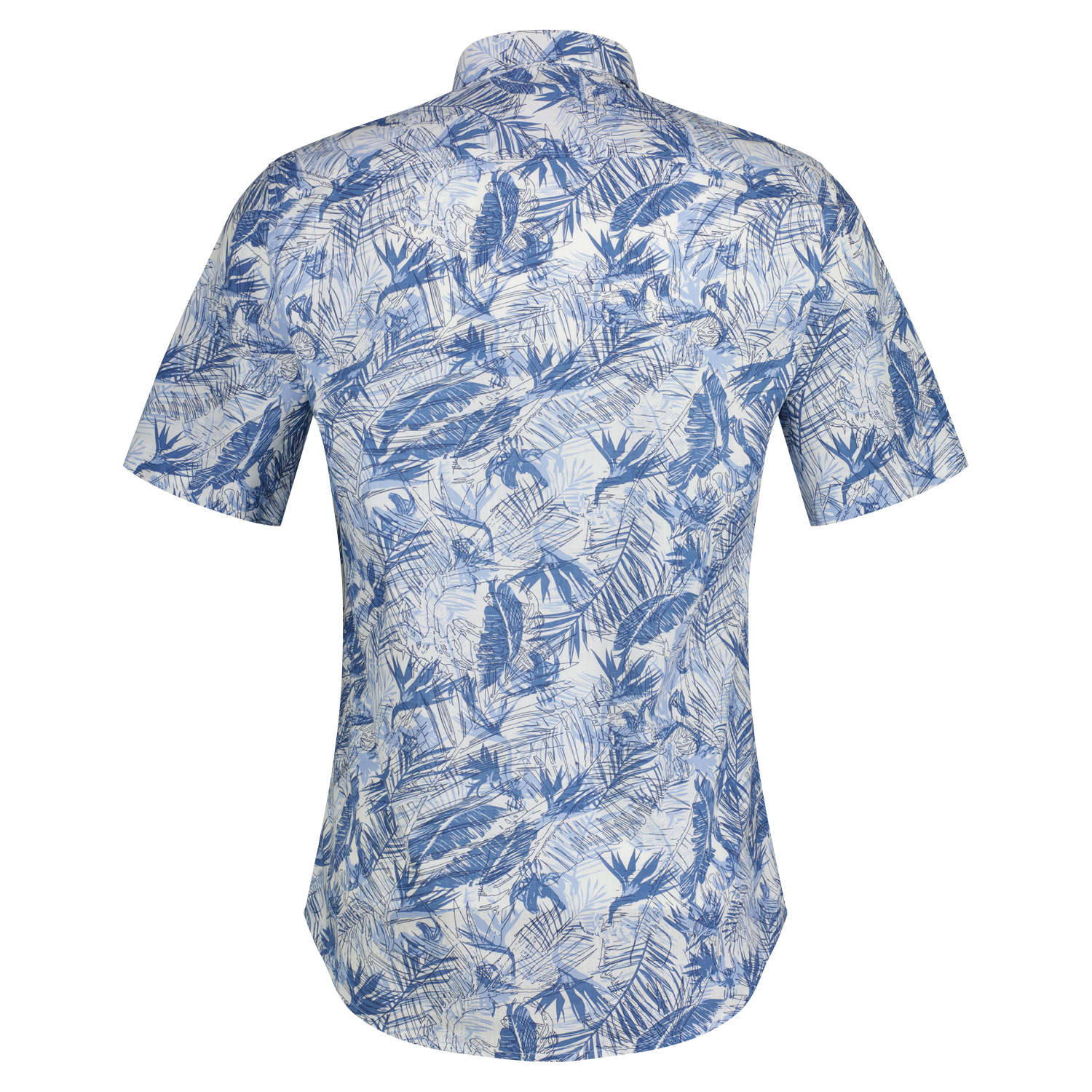 LERROS Jersey Blues - mit Blue Blau Kurzarmhemd - | AOP Cotton Travel 