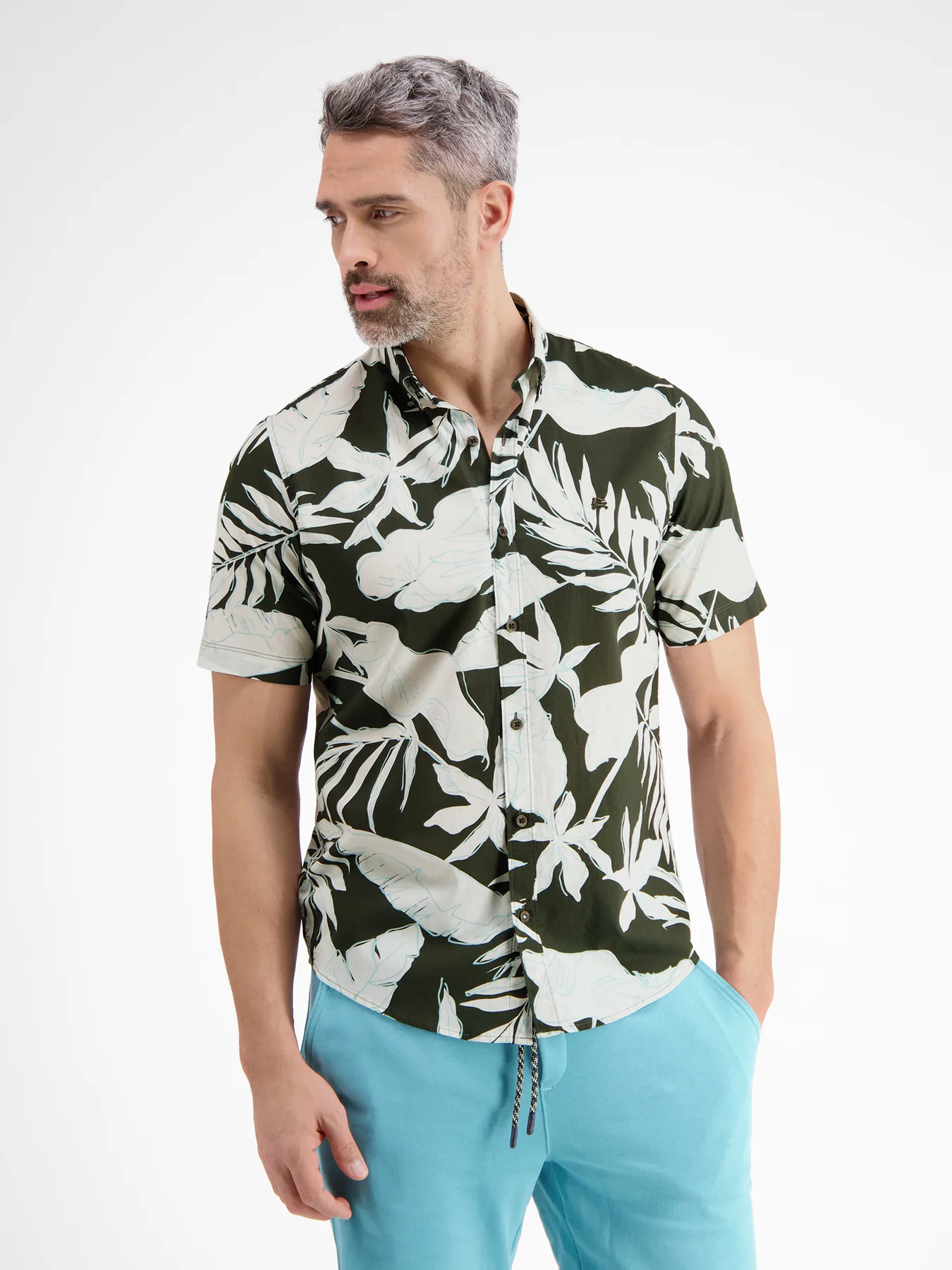 Lerros Short Sleeve Shirt AOP - Chilled Olive