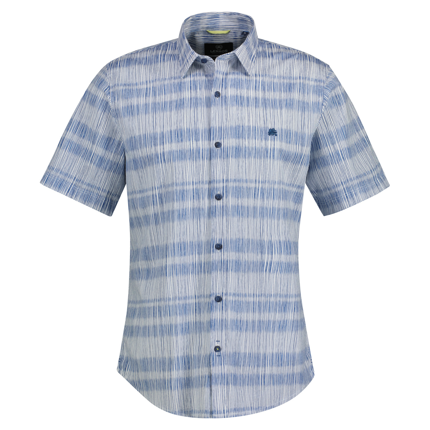 - Kurzarmhemd LERROS mit Blue - Print Blues Travel Blau / Cotton |