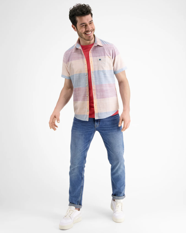 Lerros Print Overhemd Korte Mouw - Gentle Peach