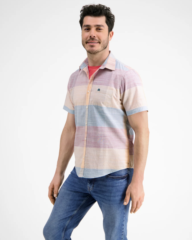 Lerros Print Overhemd Korte Mouw - Gentle Peach