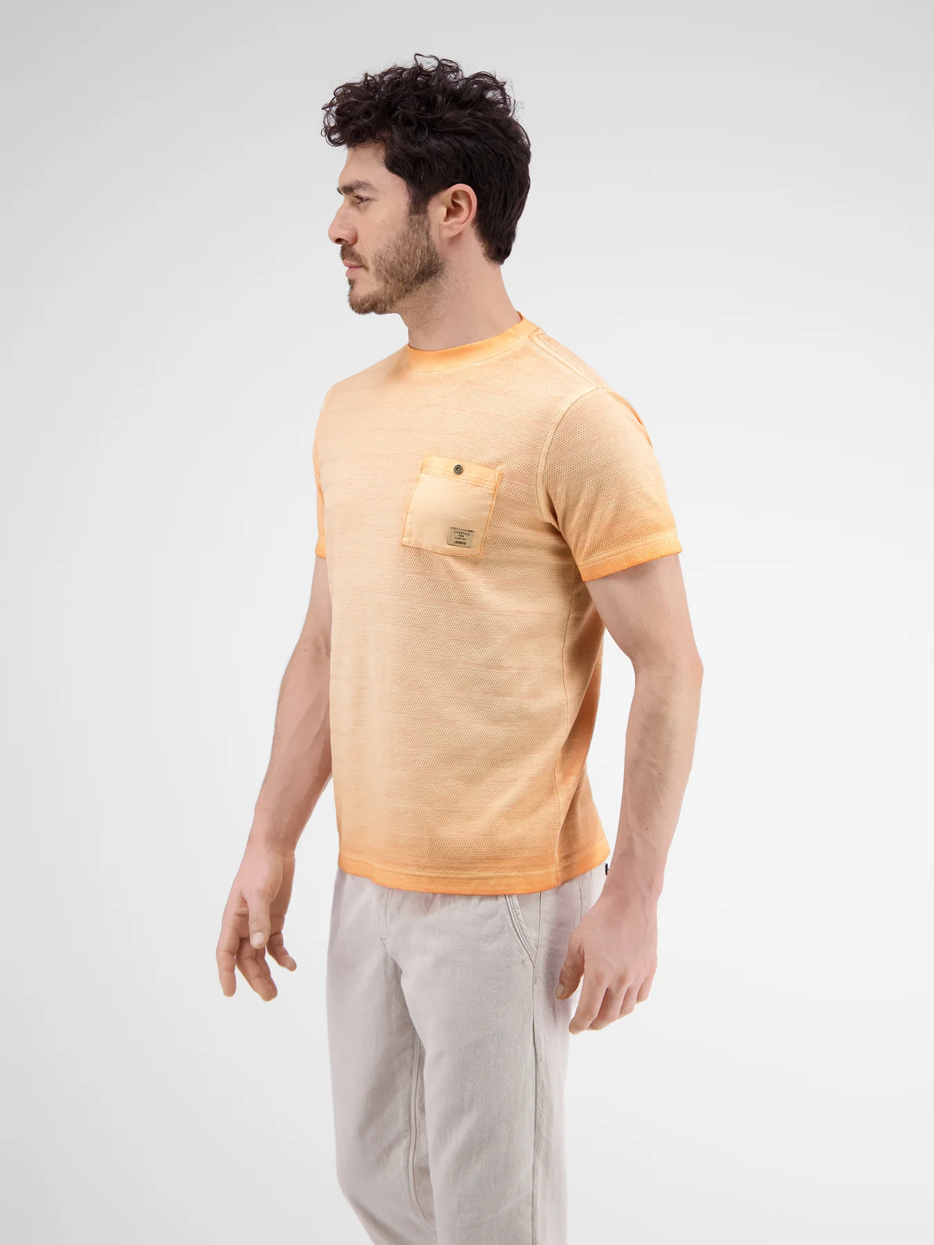 - LERROS Peach Gentle T-Shirt with Stripe | Structure Cotton Blues -