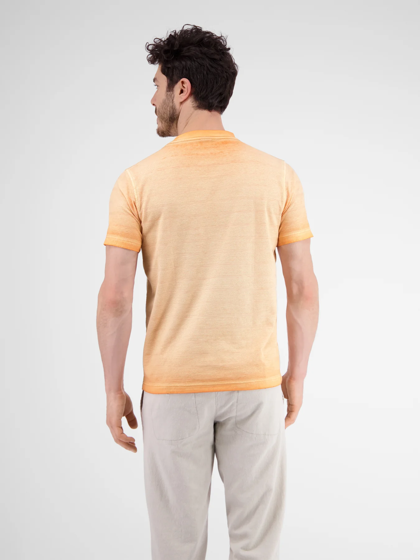 LERROS T-Shirt with Stripe Structure - Gentle Peach | - Cotton Blues