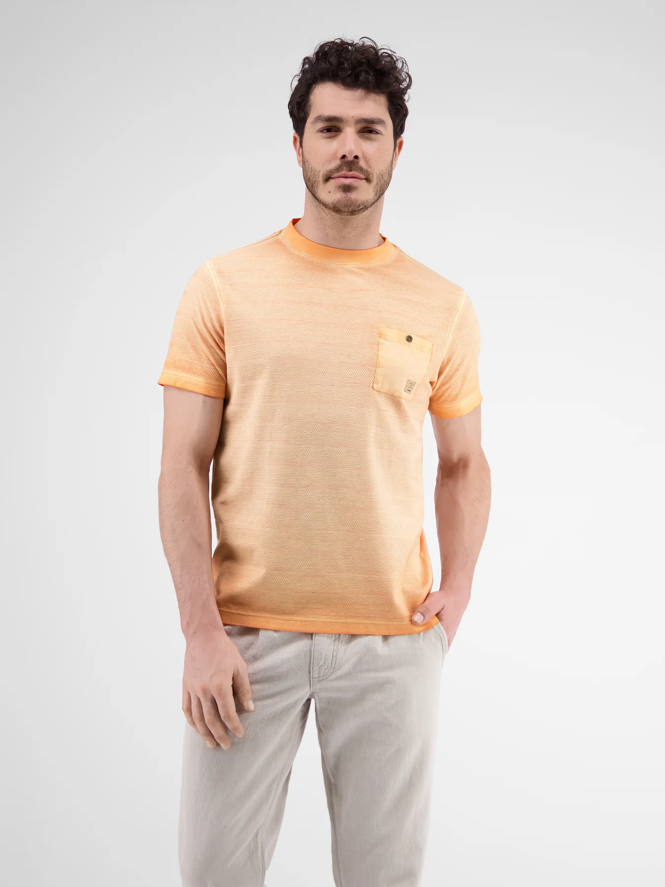 Stripe with Blues - | Structure Peach Gentle - T-Shirt LERROS Cotton