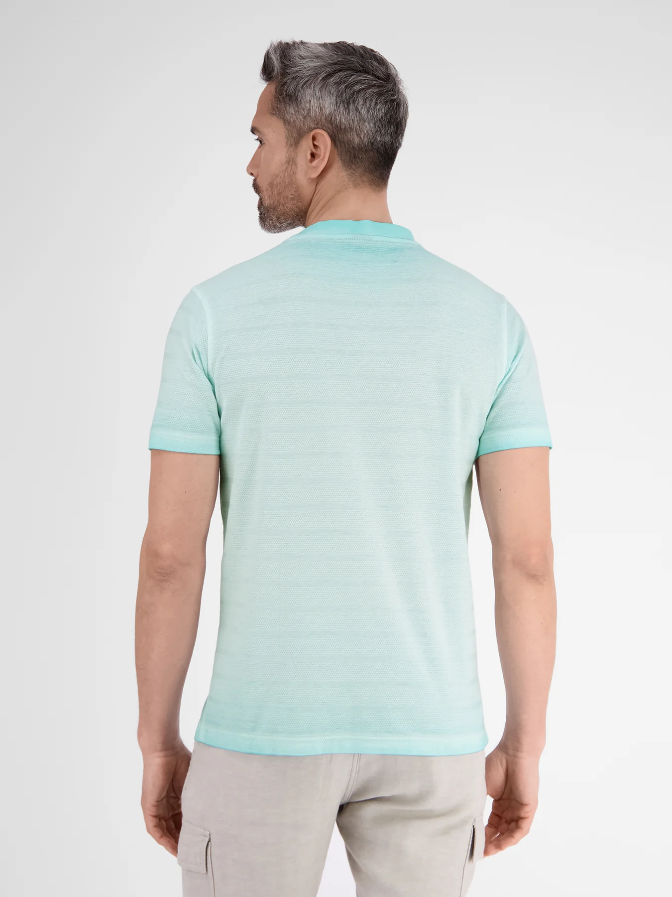 Lerros T-Shirt with Stripe Structure - Tinted Aqua