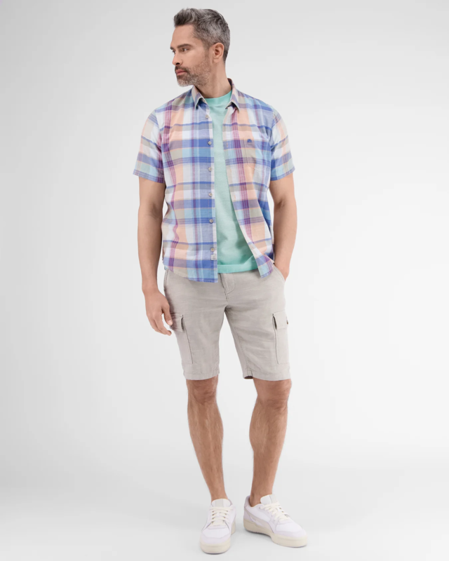 Lerros T-Shirt with Stripe Structure - Tinted Aqua