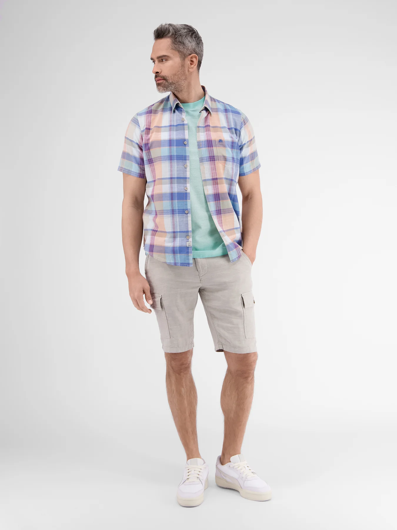 Lerros T-Shirt with Stripe Structure - Tinted Aqua
