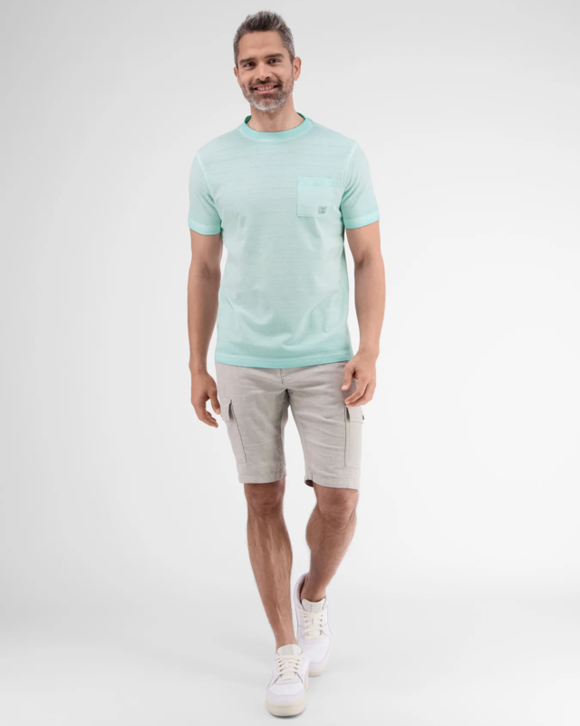 Lerros T-Shirt with Stripe Structure - Tinted Aqua