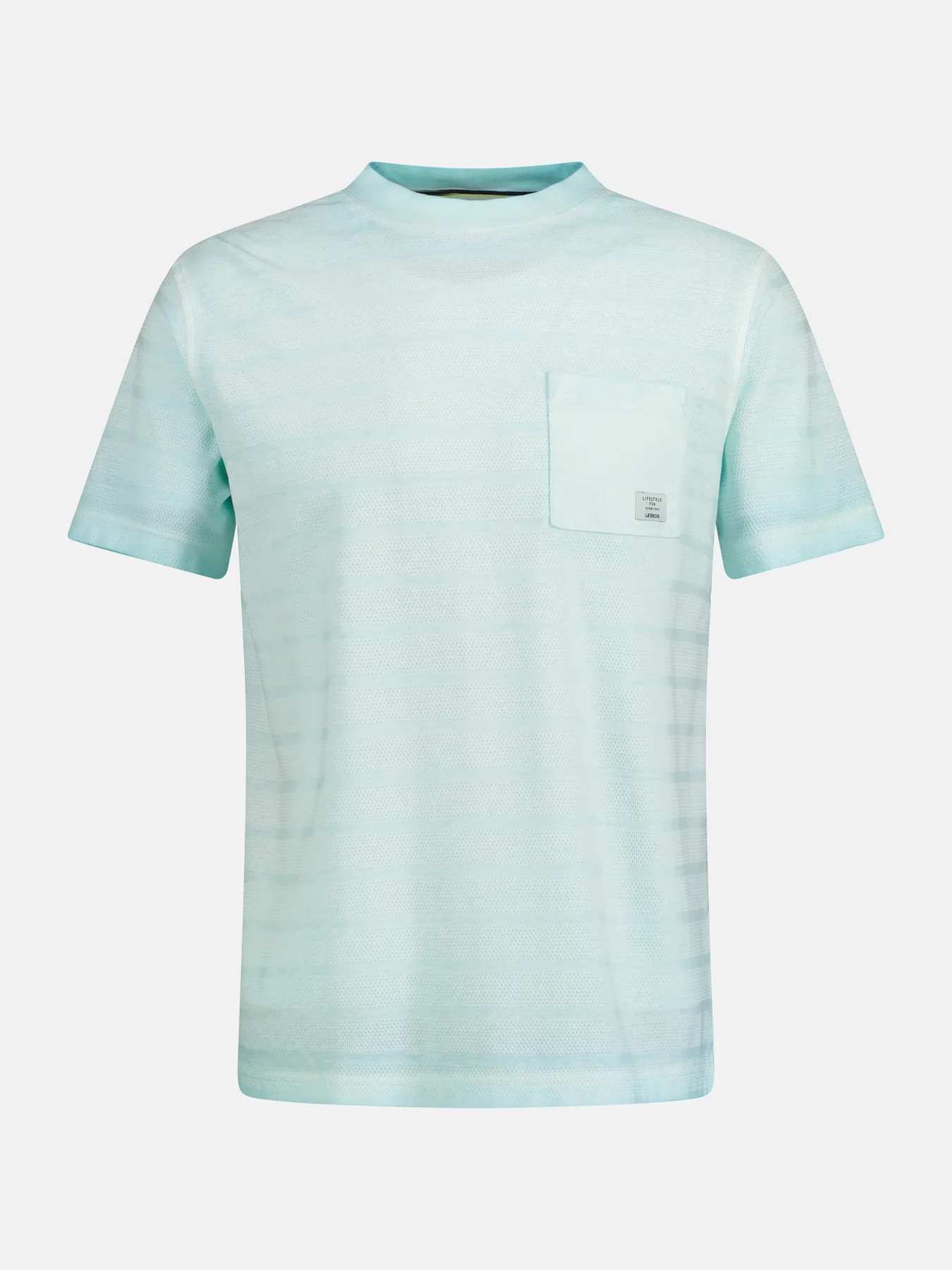 Lerros T-Shirt with Stripe Structure - Tinted Aqua