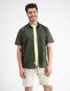 Lerros Short Sleeve Shirt with Structure Check - Chilled Olive