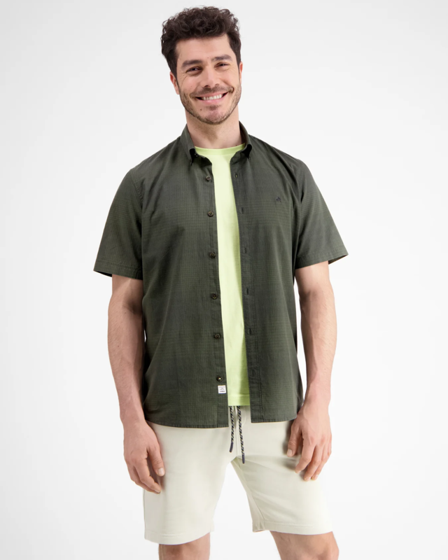 Lerros Kurzarmhemd mit Struktur - Chilled Olive
