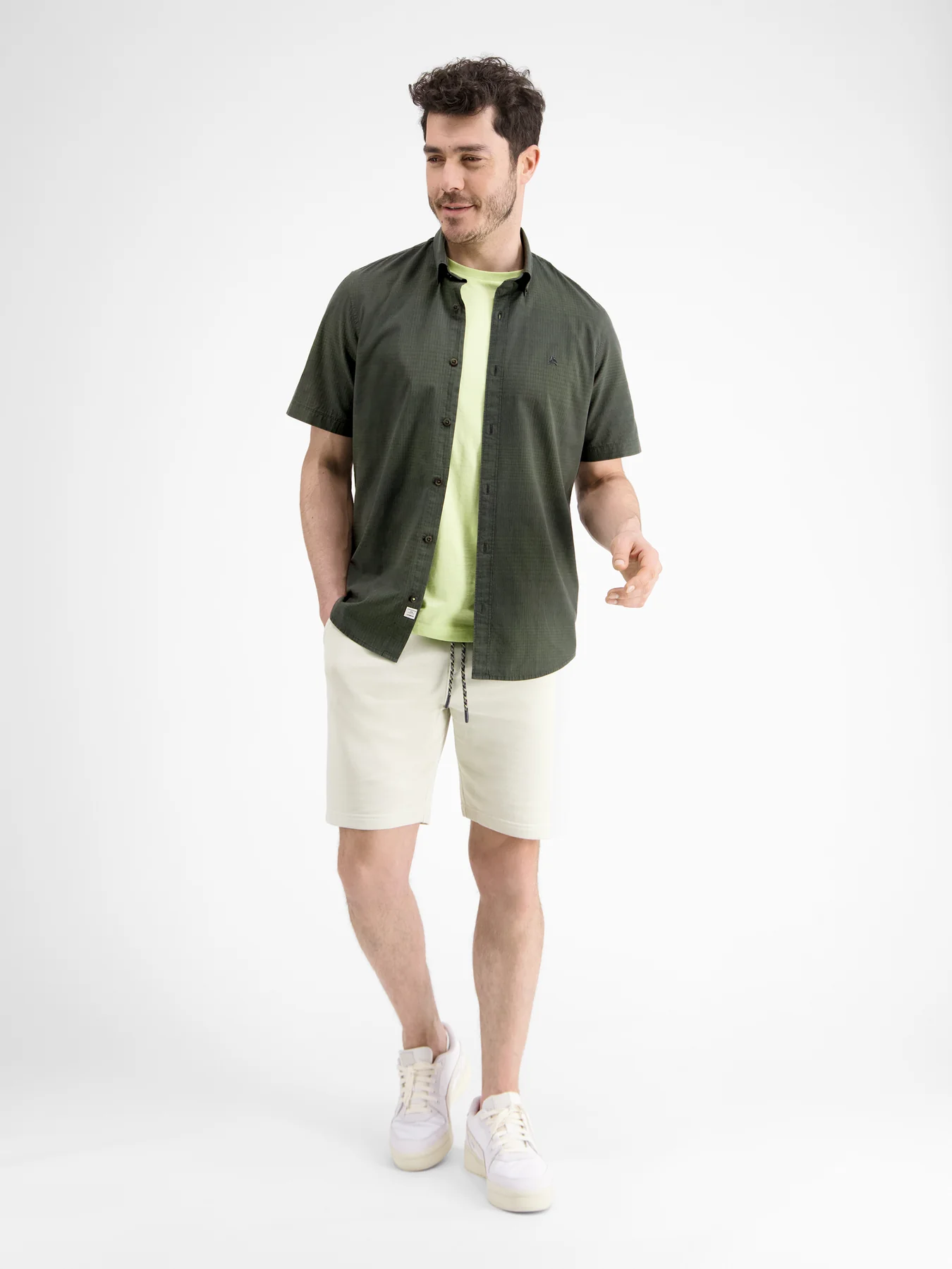Lerros Kurzarmhemd mit Struktur - Chilled Olive