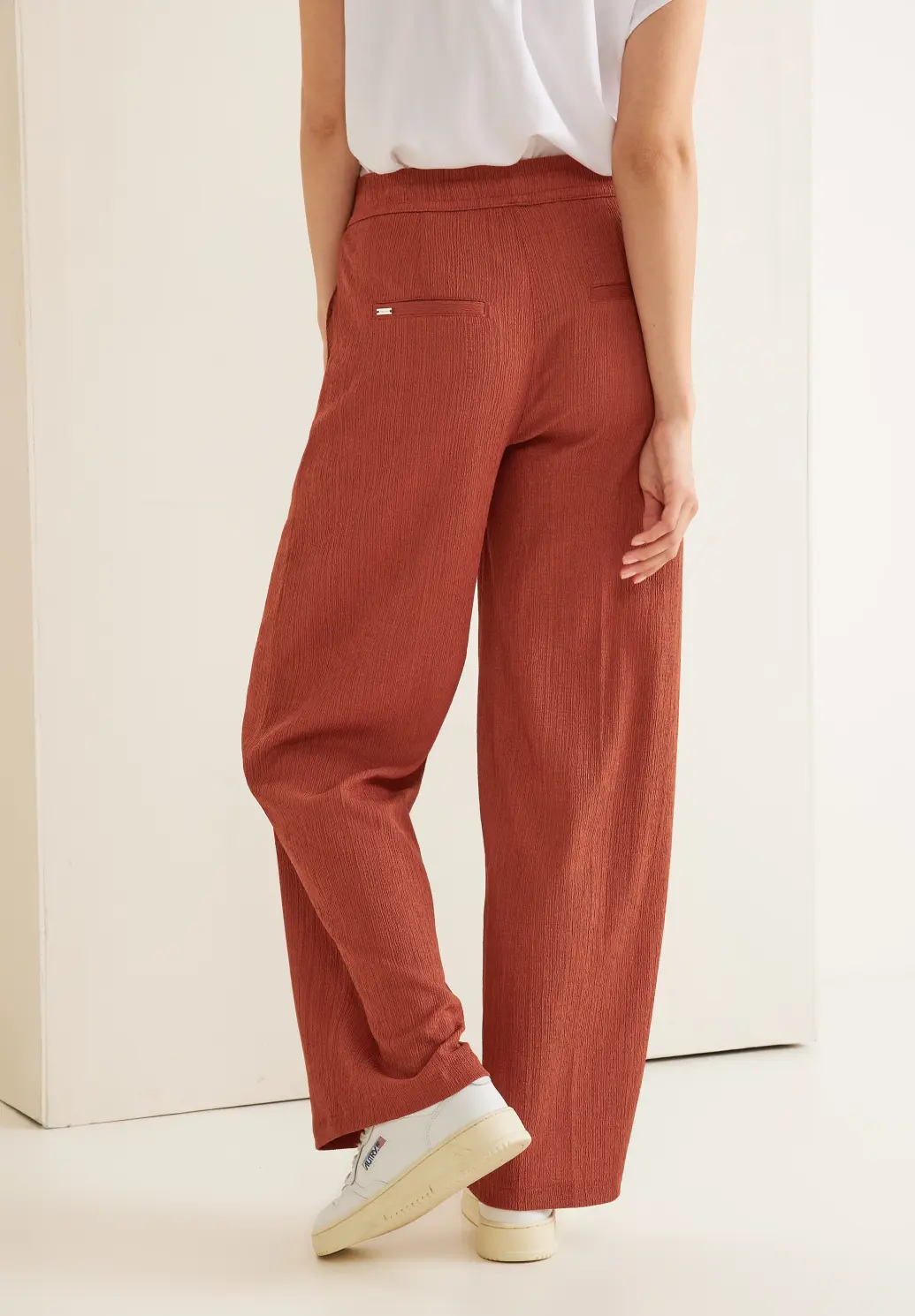 Street One | Loose / Fit Rood Gekreukte Cotton Foxy Red - Broek Blues 