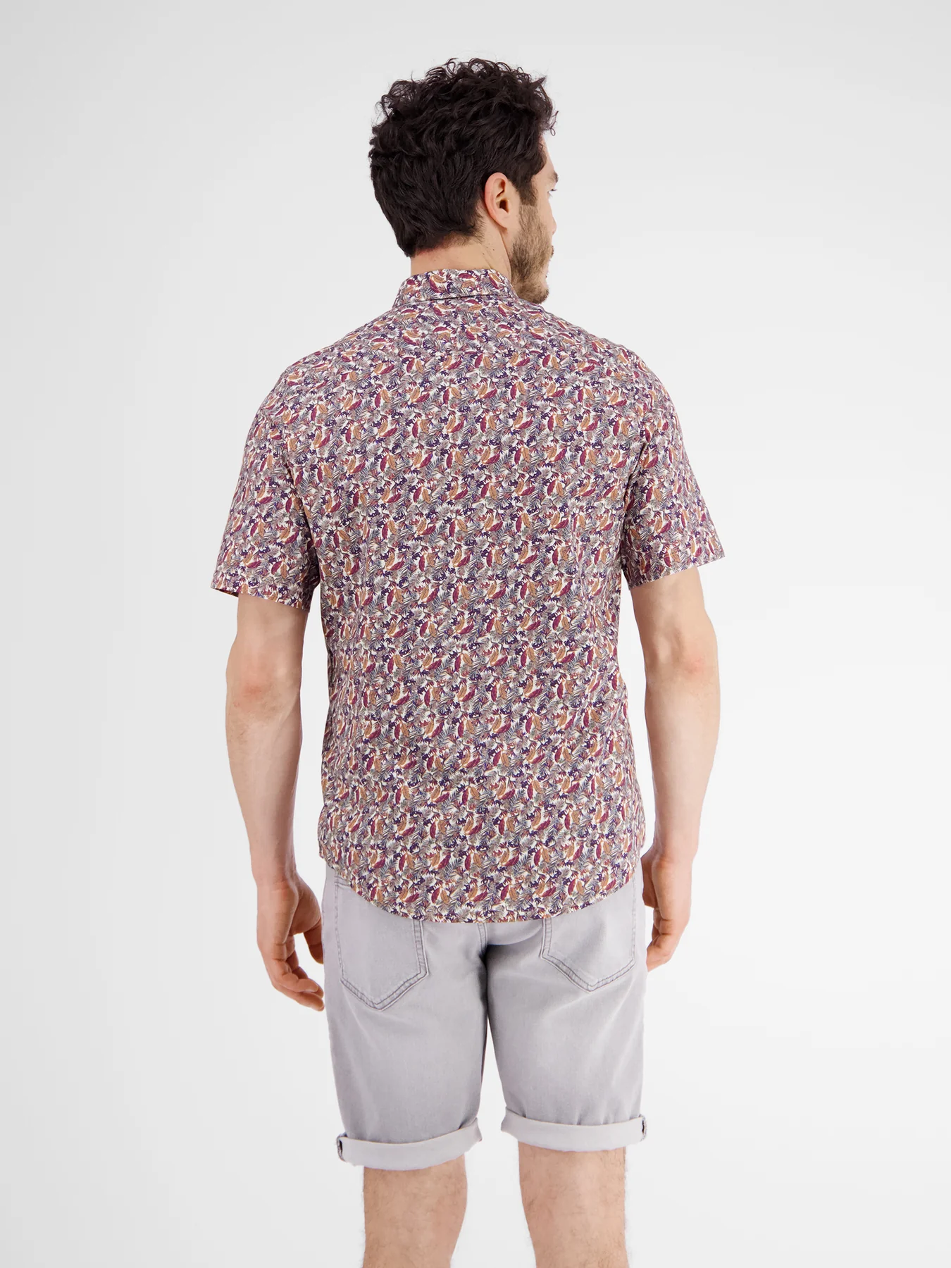 Blues Cotton - LERROS Print - Sleeve Short Shirt | Peach with Gentle