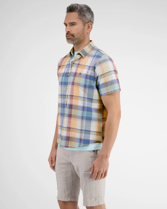 Lerros Checkered Short Sleeve Shirt - Gentle Peach