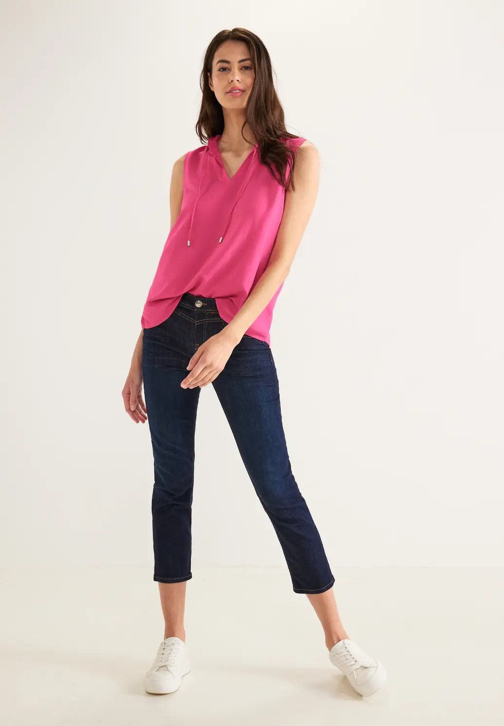 Street One Mouwloze Blouse met Ruches - Berry Rose