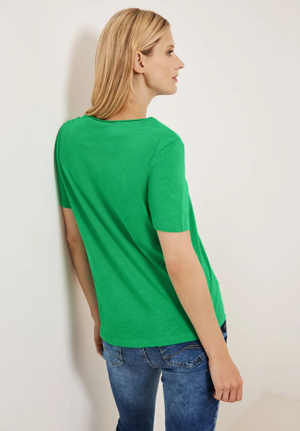 CECIL Basic | Green - - Fresh T-Shirt Cotton Blues
