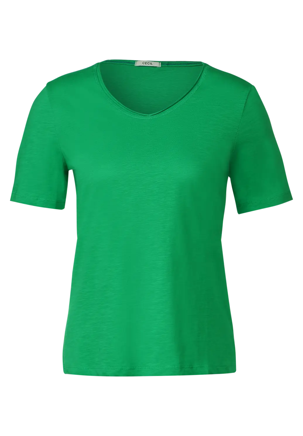 CECIL Basic T-Shirt in Unifarbe - Fresh Green | - Cotton Blues | V-Shirts