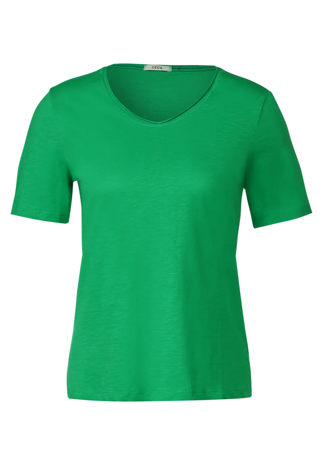 CECIL Basic T-Shirt in Unifarbe - Fresh Green | - Cotton Blues