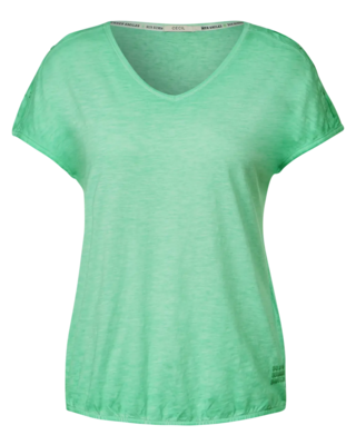 CECIL T-Shirt in Washed Look - Fresh Salvia Green | - Cotton Blues