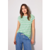 Striped T-Shirt with Pleats - Fresh Green