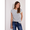 Striped T-Shirt with Pleats - Deep Blue