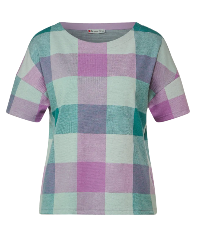 Street One Multicolor Karo Shirt - Meta Lilac | - Cotton Blues