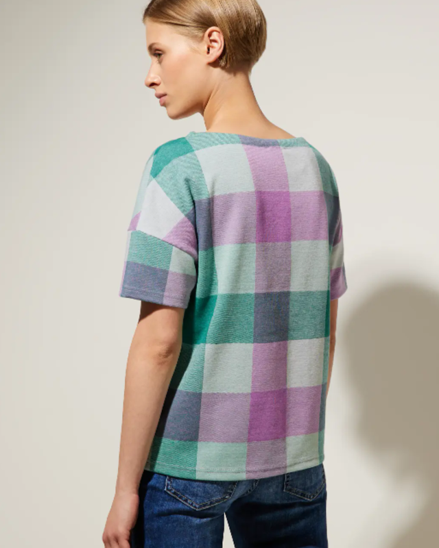 Street One Multicolor Karo Shirt - Meta Lilac | - Cotton Blues | T-Shirts