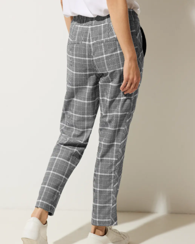 Street One Loose Fit Ruiten Broek Bonny - Pure Grey