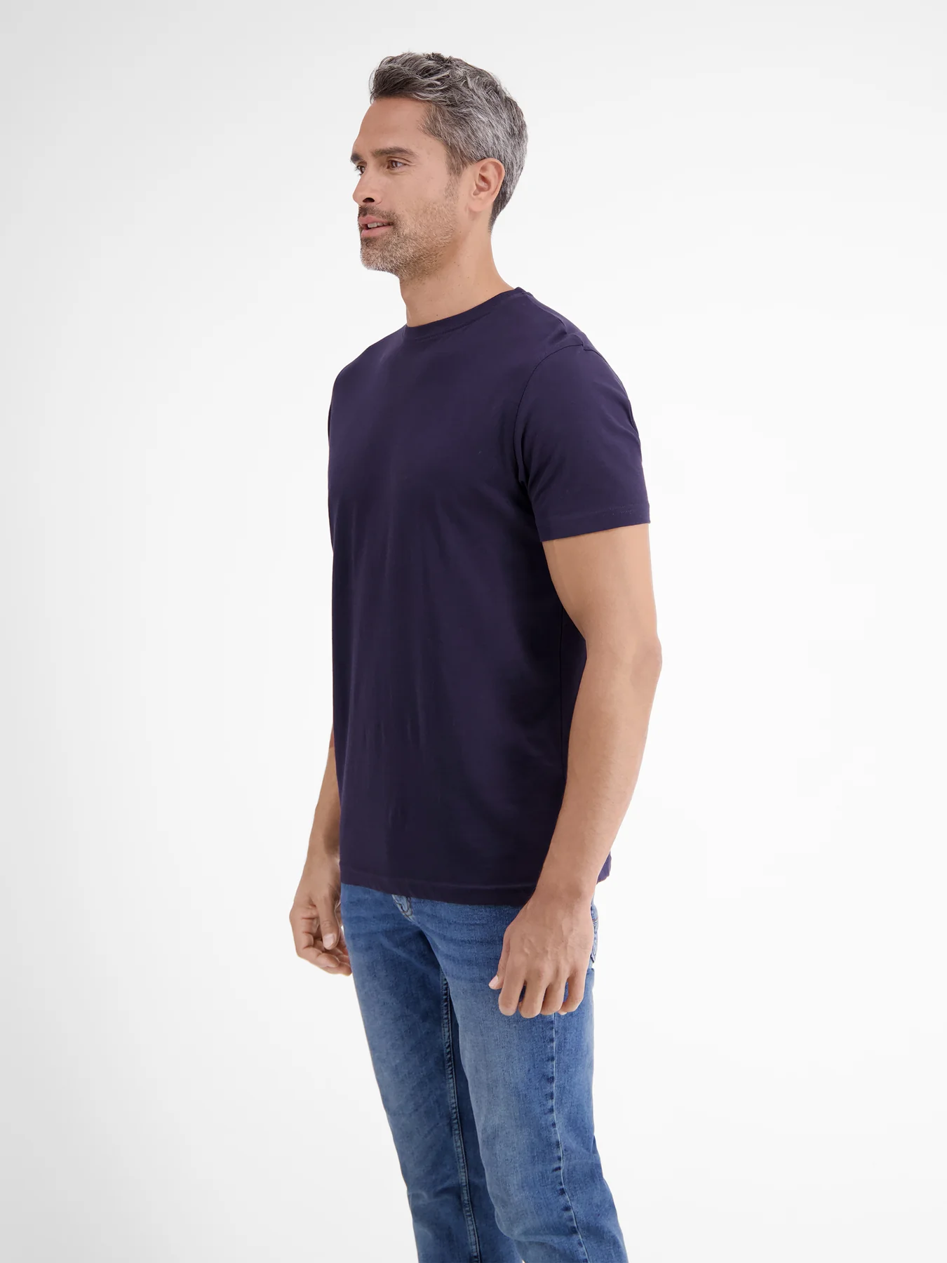 T-Shirts (Round Cotton | Navy LERROS Neckline) - - Two-Pack Blues