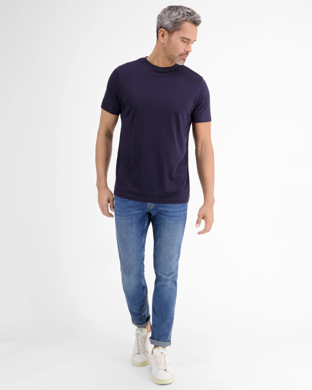 T-Shirts (Round Neckline) Navy - | LERROS Blues Cotton - Two-Pack