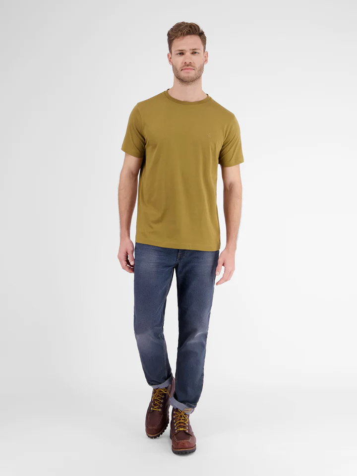 Blues Cotton - - | Rundhalsausschnitt Tobacco Dried T-Shirt mit LERROS