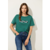 T-Shirt with Frontprint - Lagoon Green