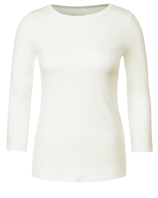 CECIL Basic Shirt in Unifarbe | Blues - - White Cotton Vanilla