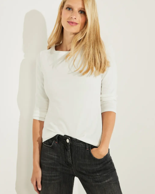 CECIL Basic Shirt in White | Cotton - - Vanilla Blues Unifarbe