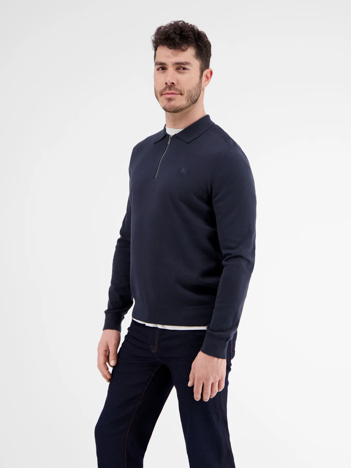 CECIL Langarm | Strick - Classic Poloshirt Cotton - Blau Blues Navy 