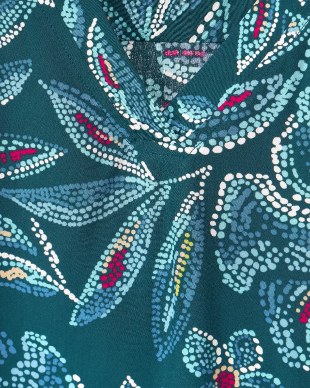 CECIL Bluse mit Multicolor Print - Deep Lake Green | - Cotton Blues